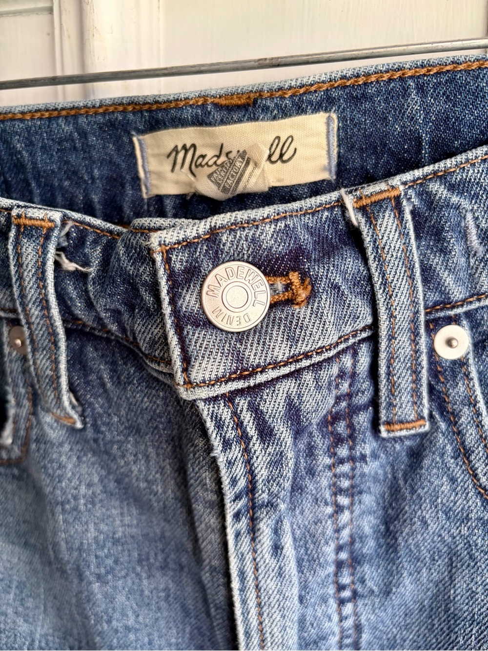 Madewell High-Rise Slim Straight Jeans in Medium Blue - Picture 4 of 9